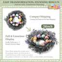 Easter Decorations 17 Inch Easter Wreaths for Front Door, Large Easter Purple Lavender Spring Flowers Wreath with Hanger for Wall Window Fireplace Indoor Outdoor Home Decorations