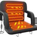 Suteck Dual-Side Heated Stadium Seat with Back Support, Wide Cushion, Foldable Bleacher Chair W/USB 3-Level Heating, 5 Storage Pockets  Portable Stadium Chair for Outdoor Bleachers Camping Games (1pcs 21in Black)