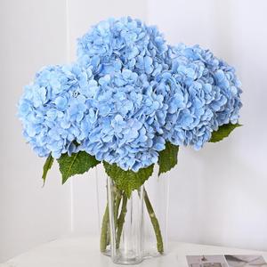 MARTINE MALL 3Pcs 21in Hydrangea Artificial Flowers, Latex Real Touch Hydrangeas Lifelike Large Hydrangea Flowers for Home Decor Party Arrangements Wedding Bouquets Centerpieces (Blue)