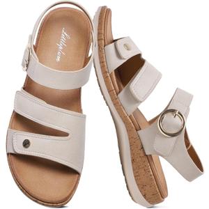 Womens Sandals Arch Support Flat Sandals Adjustable Comfy Orthotic Sandals for Women Summer Walking Shoes for Beach,Travel