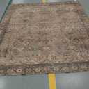 2 Bavni Washable Rug 8x10 Area Rug for Living Room Bedroom Dining, Washable Vintage Print Carpet, Ultra-Thin Chenille Low Pile Lightweight Rug with Non Slip Backing, Warm Taupe