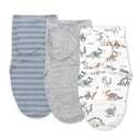 SwaddleMe by Ingenuity Monogram Collection Baby Swaddle, 100% Cotton, Improves Sleep & Calms Startle Reflex, 0-3 Months, Pocket Fold Design for Easy Changes, 1.0 TOG, 3-Pack - Dino Mite