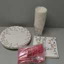 Juvale Christmas Lights Dinnerware Set, Paper Plates, Cutlery, Cups, and Napkins (Serves 24, 144 Pieces)
