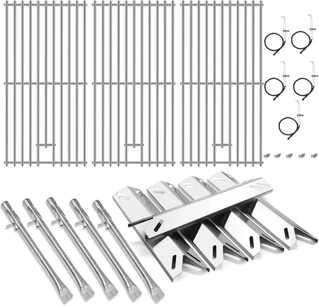 Hiorucet Grill Parts for Cuisinart Grill Parts GAS9556AS GAS9556ASO, Grill Grate Burner Tube Heat Plate for Cuisinart GAS9556AS Parts, Cuisinart Grill Replacement Parts, Cuisinart GAS9556AS Grates