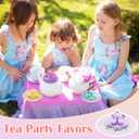 24 Sets Small Tea Party Favors Mini Teapots Teacups Set Miniature Tea Cups Gift Resin Figures with Cards 4 Colors for Kids Carnival Prizes Birthday Party Supply
