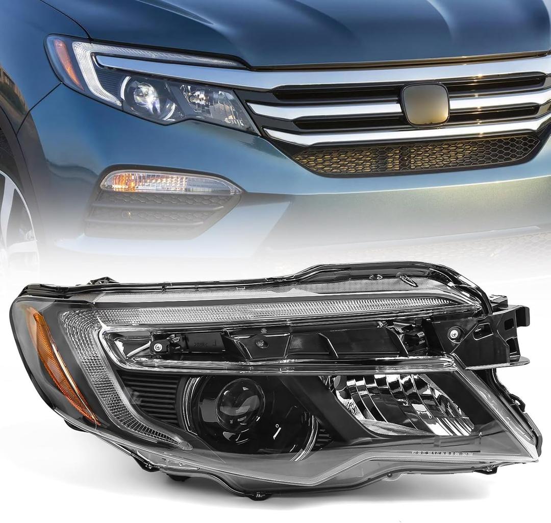 Huray Right Headlight for Honda Pilot 16-22/Passport 19-21/Ridgeline 17-20, Passenger Side (Right)