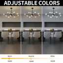 KUSSCO Modern Sputnik Chandeliers 12-Light Crystal Chandelier Adjustable Height Black and Gold Pendant Light Sputnik Ceiling Light Fixture for Kitchen Island Dining Room Living Room Bedroom G9 Base