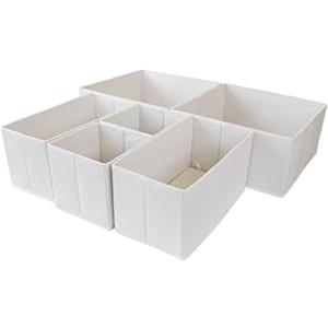 Drawer Organizer Clothes,Fabric Foldable Dresser Storage Organizer Bins for Underwear Bras Socks Undies Baby Dresser Nursery, 6 Pack (White)