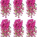 Artificial Haning Flowers for Outdoors, 6 Pcs UV Resistant Morning Glory | 300 Blooms with Eucalyptus Leaves, Realistic Fake Flowers Vines for Outside Planter Porch Patio Balcony Yard Garden