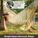 CHULIM Brazilian Double Hammock with Tree Straps,Extra Large 94x63IN, 2 Persons Hammock for Backyard Patio Outdoor Indoor,450lbs Weight Capacity,Soft Woven Cotton Fabric - Natrual White with Tassels