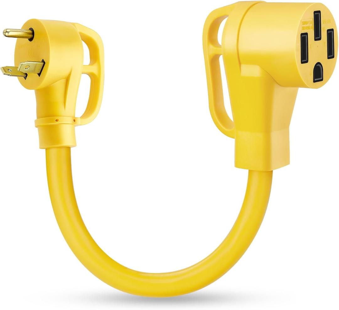 Kohree 30 Amp to 50 Amp RV Plug Adapter 18", Heavy Duty RV Dogbone Electrical Adapter 30A Male to 50A Female Power Cord with Grip Handle, 125V/3750W