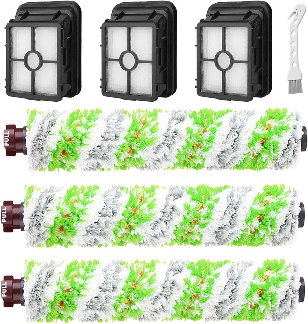 Bvhonwe 6 Pack Replacement Parts for bissell CrossWave Pet Pro 2306A & CrossWave 1785 Series 3888A Vacuum Cleaner, 3 Pack 2460 Brush Rolls,3 Pack 1866 Filters,Compare to Part 1613568&161-3568,1608684