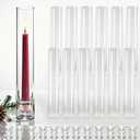 12-Pack Glass Hurricane Candle Holders - 13.78 Tall Clear Tube for Pillar Candles, Reusable Wedding/Event Centerpieces with 2.36" Taper Candlesticks Holder - Open-Ended Design Windproof Candle Holders