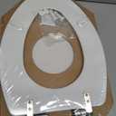 Mayfair Bennett Toilet Seat with Brushed Nickel Hinges, Slow Close Wood Seat, Secure Metal Hinges, Easy Install, Elongated, White
