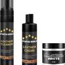 STARTSO WORLD Leather Restoration Kit | Includes Leather Recoloring Balm, Leather Cleaner, Protection Cream| Restores & Repairs (White)