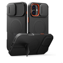 SURITCH for iPhone 16 Plus Case with Magnetic Camera Slide Cover and Adjustable Kickstand, Compatible with MagSafe, Shockproof Bumper Case Slim Protective Cover for iPhone 16 Plus 6.7 Inch, Black