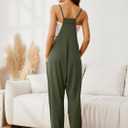 Glamaker Women's Casual Waffle Knit Jumpsuit Loose Spaghetti Strap Overalls Jumpsuits Baggy Sleeveless Maternity Romper (1#olive Green)