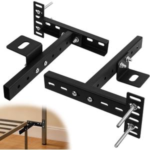 Long Headboard Bracket Adjustable Bed Base Bed Extra Thick Steel Universal Kit Heavy Duty No Noise No Wobble Easy Install Black Compatible Queen King Full Twin