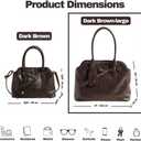 Base'ic Womens Vintage Style Vegan Leather Crossbody Bag Multi-Compartment Tote with Adjustable Strap & Belt Detail