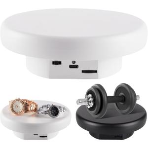 360 Electric Rotating Platform with Type-C Cable, 6.3in / 15lb Motorized Rotating Display for Jewelry Photography Products Live Show Video shoot, Mushroom Rotating Stand for 3D Model Cake White