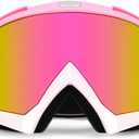 Motorcycle Goggles, Dirt Bike ATV Riding Off-Road Ski Goggles UV Anti-Fog Windproof Dustproof for Men & Women (Pink/Colorful Lens)