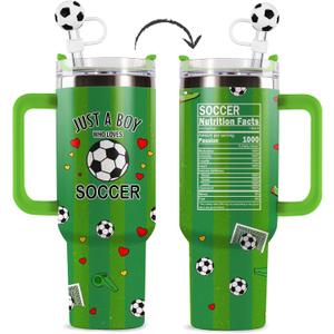 Undergo Soccer Cup 40 oz Tumbler with Handle (Green)