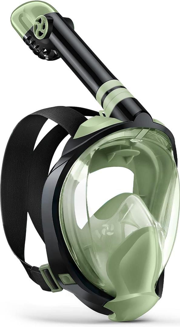 Zenoplige Full Face Snorkel Mask Adults,Dry-Top Snorkeling Gear with Camera Mount,Foldable 180-Degree Panoramic Scuba Mask for Snorkeling Diving Swimming Travel,Snorkel Mask Anti-Fog & Anti-Leak (Large/X-Large, Apple Green)