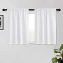 KGORGE White Kitchen Curtains 45 inch Length, Privacy Room Darkening Drapes Thermal Insulation Noise Reducing Curtains for Kids Room, Back Tab Rod Pocket, W34 x L45 inches, 2 Panels