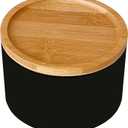 Wlz Small Jewelry Organizer Box Round Modern Jewelry Storage Box for Women Earrings Rings Holder Girls Necklaces Bracelets Container Boxes with Wood Lid (Black)
