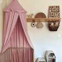 JIKAL Kids Bed Canopy with Ruffles Cotton Hanging Tent Frills Curtain Net for Baby Nursery Room Children Reading Nook Decor