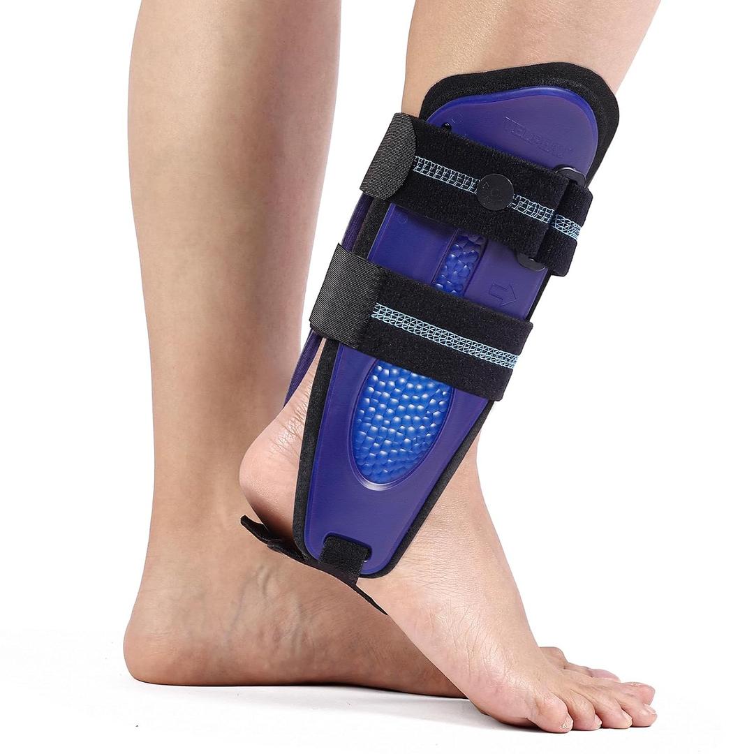 Velpeau Ankle Stabilizer Brace for Sprain, Ligament Injury (Grade 1 to 2), Tendonitis, Adjustable Stirrup Ankle Support Splint for Women and Men,Reversible Left & Right Feet, One Size(Foam Pads, Blue)