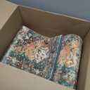 Yamaziot Washable Area Rug, 4x6 Non-Slip Boho Vintage Living Room Bedroom Rug with Rubber Backing, Low Pile Faux Wool Soft Distressed Rug Floor Carpet for Living Room, Laundry, Kids Playroom