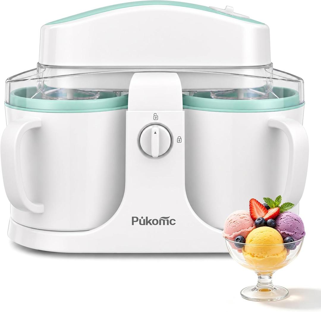 Pukomc Home Swirl Ice Cream Maker Machine with 2 Ice Cream Cup,0.9 quarts