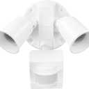 Globe Electric 17000269 110-Degree 240 W Twin Head White Hardwired Motion Sensor Security Flood Light, Spotlight, Outdoor, Outside House Lights