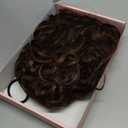 HOOJIH Curly Hair Bun, Messy Bun Hair Piece Elastic Drawstring Loose Wave Messy Large Full Bun Extension Hairpiece Short Synthetic Ponytail Extension for Women - Dark Brown with Light Auburn