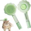 Spray Cat Brush with Release Button, Cat Brushes for Indoor Cats, Self Cleaning Cat Hair Brush for Removing Tangled and Loose Hair, Pet Hair Removal Comb for Cats and Dogs (Green)