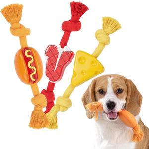 FOFOS Dog Chew Toys for Aggressive Chewers, 3 Pack Rubber Dog Rope Toys, Tough Toys for Boredom Relief and Cleaning Teeth, Indestructible Tug of War Toys for Small Medium Dogs