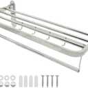 Bathroom Lavatory Towel Rack Towel Shelf, ULIFESTAR SUS 304 Stainless Steel Wall Mount Foldable Bathroom Towel Rack Towel Shelf with Towel Bar and 4 Move Freely Hooks Organizer for Bathroom Hotel (Drilling Installation 60CM/23.6'')