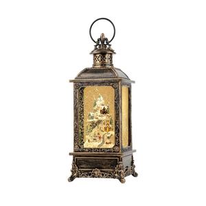 Christmas Snow Globe Lantern Water Glittering Snow Mountain Village with Music & Timer, USB Lined/Battery Operated Lighted Lantern for Christmas Festival Decoration Gifts