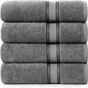 LANE LINEN 100% Cotton 4 Pack Bath Towels Set (30"x60") - Zero Twist, Large Cotton Towels for Bathroom - Quick Dry, Soft & Absorbent Bath Towel Set - Remains Soft After Multiple Washes - Cool Grey