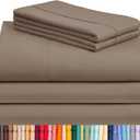 LuxClub 5 PC Split King Sheet Set, Deep Pockets Wrinkle Free Cooling Bed Sheets Hotel Bedding for Women, Men, Includes 2 Fitted Sheet, 1 Flat Sheet and 2 PillowcasesSoft Dark Khaki