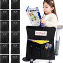 Essex Wares - Pack of 12 Chair Pockets for Classrooms Black 17" Wide x 19.7" Tall - Spacious Student Chair Pockets - Chairback Pocket Chart - Classroom Chair Pockets Suitable for Most Classroom Chairs