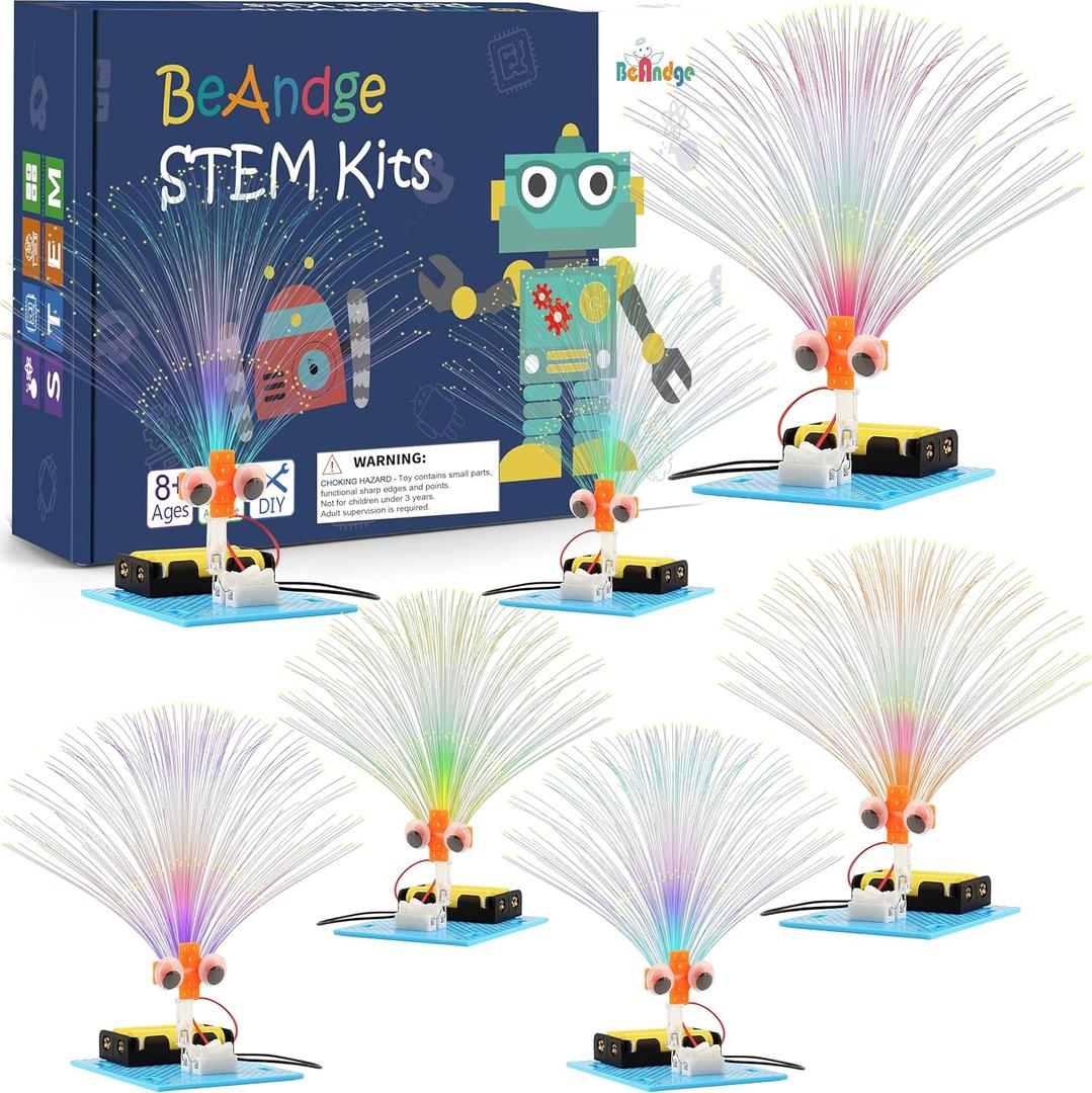 7 Set Bulk STEM Kit Individual Craft Kits for Kids, Science Projects Crafts Group Activity, Light Experiments Circuit Toys, Fun Fiber Optic STEAM Activities for Boys Girls Age 8-13 8-10 8-12 8 10 Year