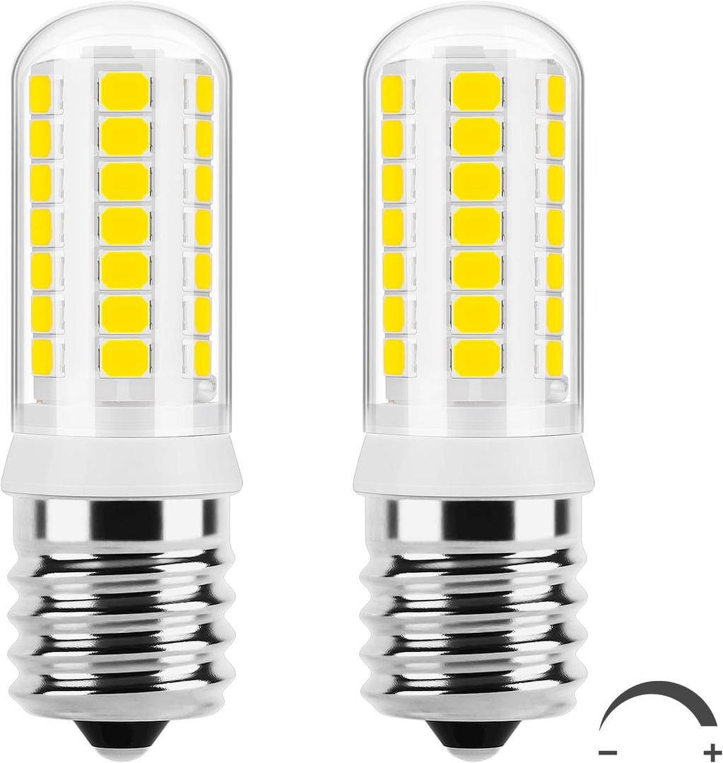 DiCUNO E17 LED Bulb Dimmable, Microwave Light Bulbs 8206232A, 125V 40W Incandescent Equivalent, Daylight White 5000K, 3W, 400LM, E17 Intermediate Base LED for Whirlpool Microwave Light, 2 Pack