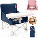 Portable Baby Chair, Baby Beach Chair with 2-Pack Interchangeable Seat Covers, Portable Booster Seat with Tray & Travel Bag, Compact Foldable, Easy-Swap Colors, Perfect for Travel