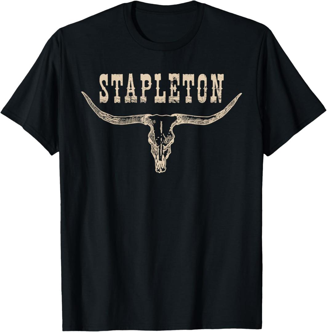 Vintage StapIeton Last Name Personalized 90s Style T-Shirt - Black, Large