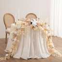 Ling's Moment 9FT Flower Garland for Backdrop Decorations - Wedding Arch Flowers, Eucalyptus & Rose, Artificial Floral Garland for Mantel - Sweetheart Table Decor for Ceremony Reception, White & Beige