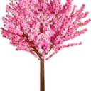 Artificial Cherry Trees for Home Decor: 6FT Tall Handmade Natural Faux Peach Blossom Tree, Artificial Fake Trees for Outdoors with Wood Trunk and Pink Flowers for Party Wedding Christmas Home Decor (33 inch)