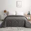 2025 Premium Upgraded Non-Vacuum Bed Quilt All Seasons 100% Cotton Filled Comforter - Reversible Lightweight Soft Breathable Fluffy (Midnight Grey Twin)