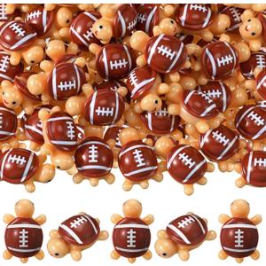 Bucherry 100 Pcs Football Mini Resin Turtles Bulk Tiny Resin Ocean Animals Football Themed Miniature Turtles Figurines Statue Small Craft Decoration for Party Landscapes